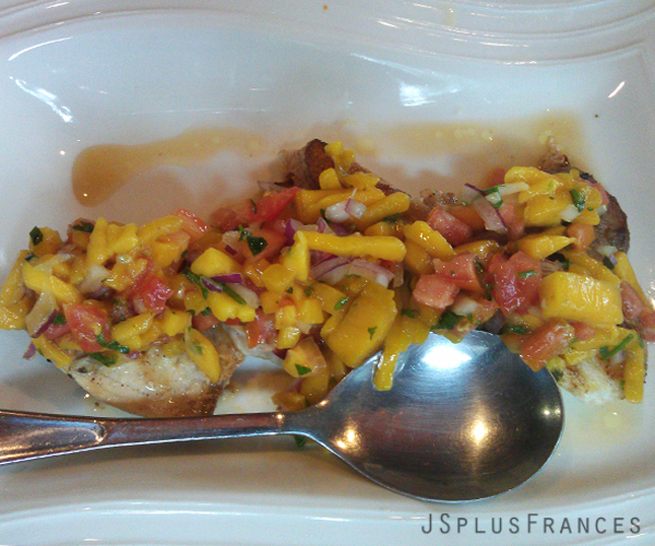 Grilled red snapper, mango salsa, and coconut cream